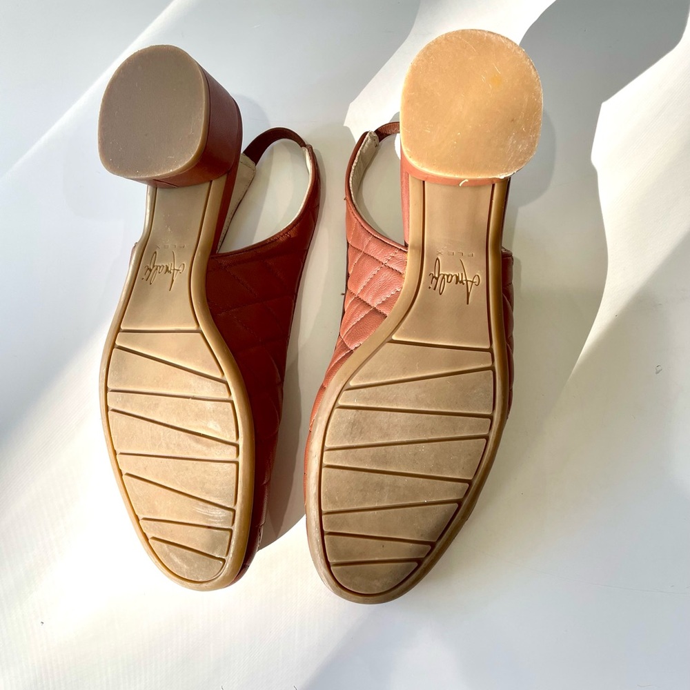 Amalfi Quilted Slingback Shoes, Medium brown Leather! 8M - Picture 7 of 9